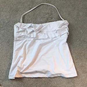 White ruffled bathing suit top. ONLY WORN ONCE.